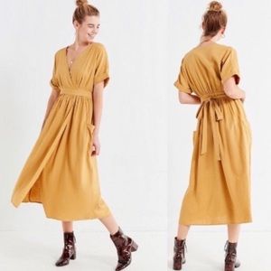 Urban Outfitters Gabrielle Linen Midi Wrap Dress